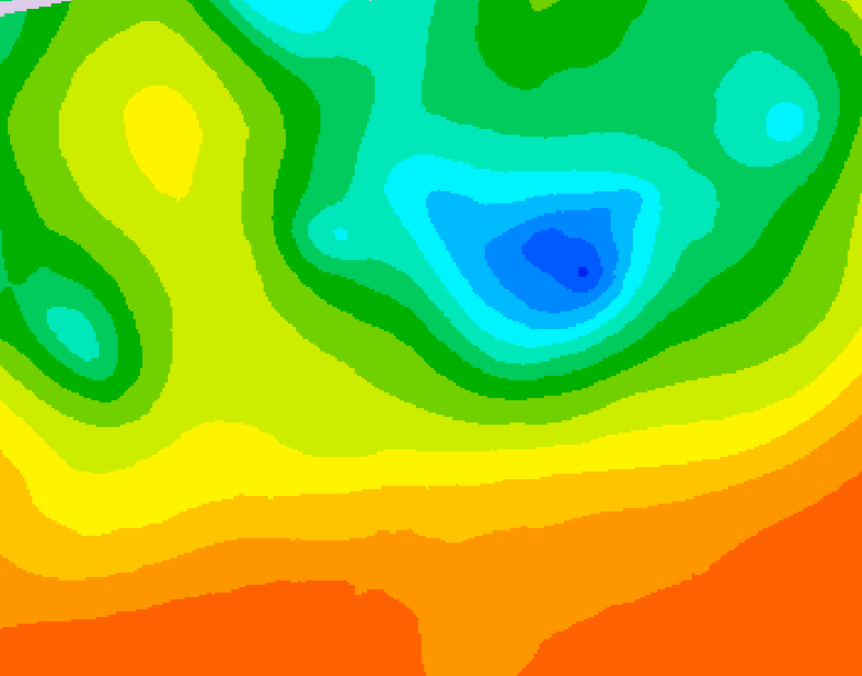 GDPS 500 millibar geopotential height 036 hour forecast chart for Canada based on 2025/06/15 0000Z data