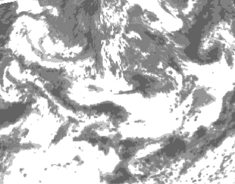GDPS total cloud 018 hour forecast chart for Canada based on 2025/06/15 0000Z data