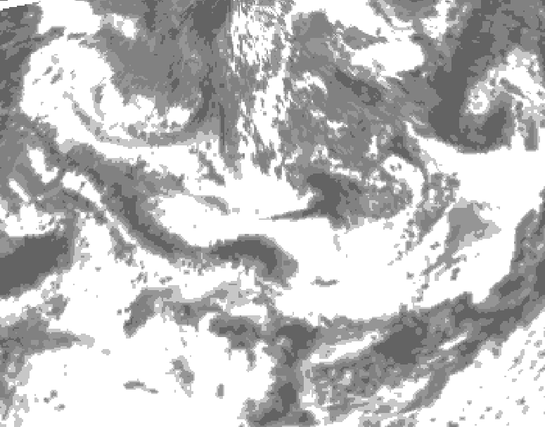 GDPS total cloud 006 hour forecast chart for Canada based on 2025/06/15 1200Z data