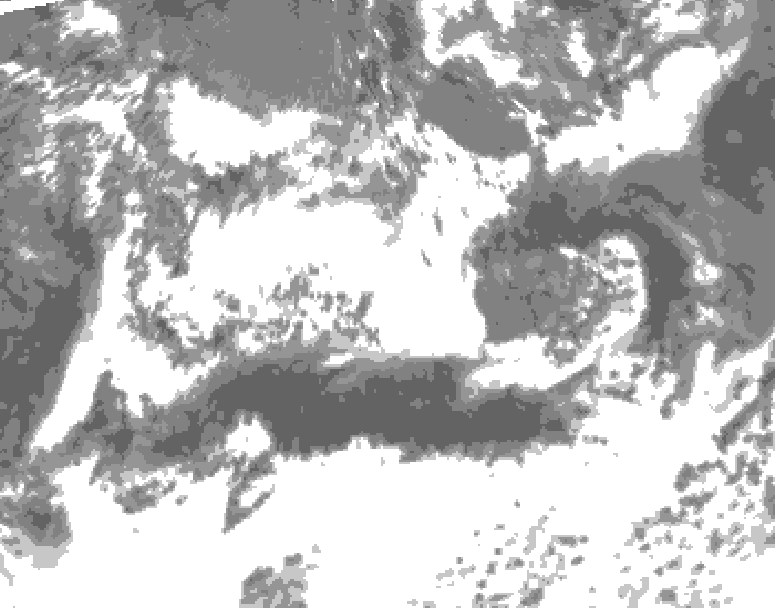 GDPS total cloud 132 hour forecast chart for Canada based on 2025/06/17 1200Z data