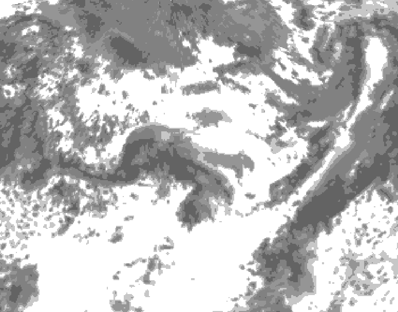 GDPS total cloud 240 hour forecast chart for Canada based on 2025/06/19 0000Z data