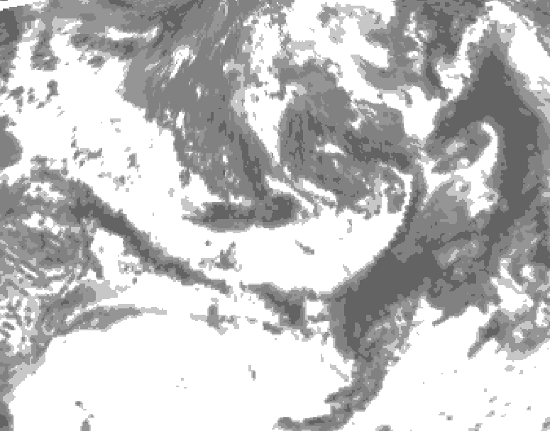 GDPS total cloud 006 hour forecast chart for Canada based on 2025/06/19 1200Z data