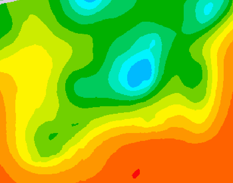 GDPS 500 millibar geopotential height 024 hour forecast chart for Canada based on 2025/06/21 0000Z data