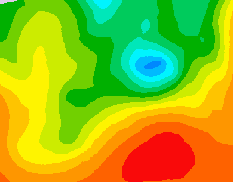 GDPS 500 millibar geopotential height 036 hour forecast chart for Canada based on 2025/06/21 1200Z data