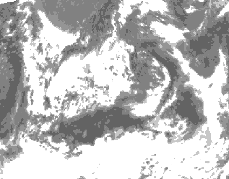 GDPS total cloud 030 hour forecast chart for Canada based on 2025/06/21 1200Z data