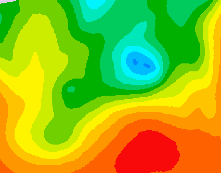 GDPS 500 millibar geopotential height 018 hour forecast chart for Canada based on 2025/06/22 0000Z data