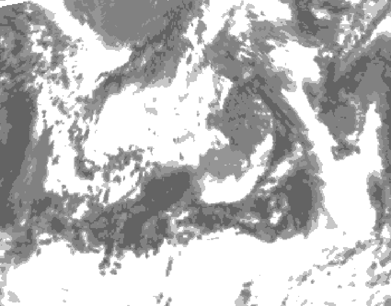 GDPS total cloud 012 hour forecast chart for Canada based on 2025/06/22 0000Z data