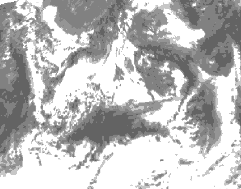 GDPS total cloud 012 hour forecast chart for Canada based on 2025/06/22 1200Z data