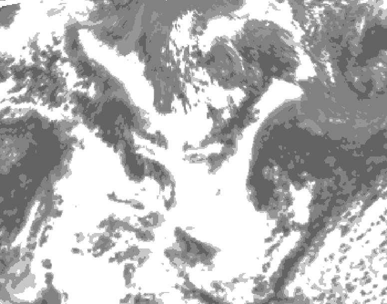 GDPS total cloud 240 hour forecast chart for Canada based on 2025/06/22 1200Z data