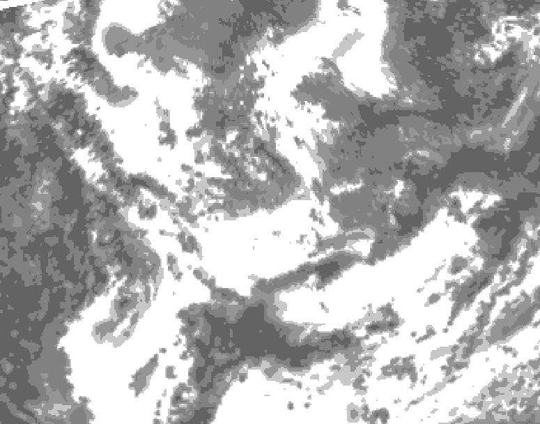GDPS total cloud 048 hour forecast chart for Canada based on 2025/06/23 1200Z data