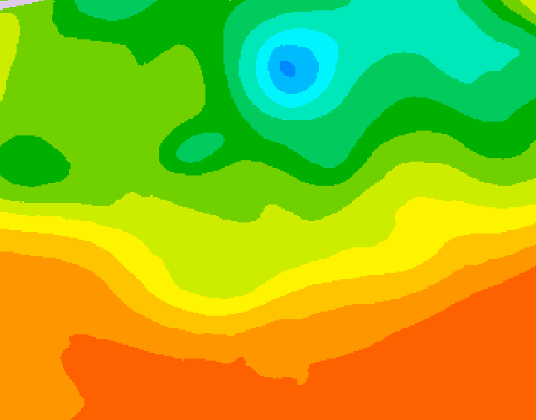 GDPS 500 millibar geopotential height 024 hour forecast chart for Canada based on 2025/06/28 1200Z data