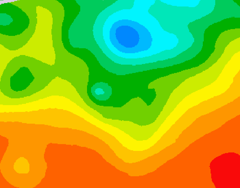 GDPS 500 millibar geopotential height 018 hour forecast chart for Canada based on 2025/06/30 1200Z data