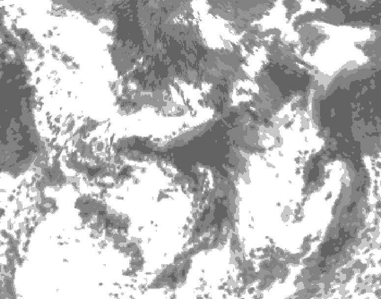 GDPS total cloud 144 hour forecast chart for Canada based on 2025/06/30 0000Z data
