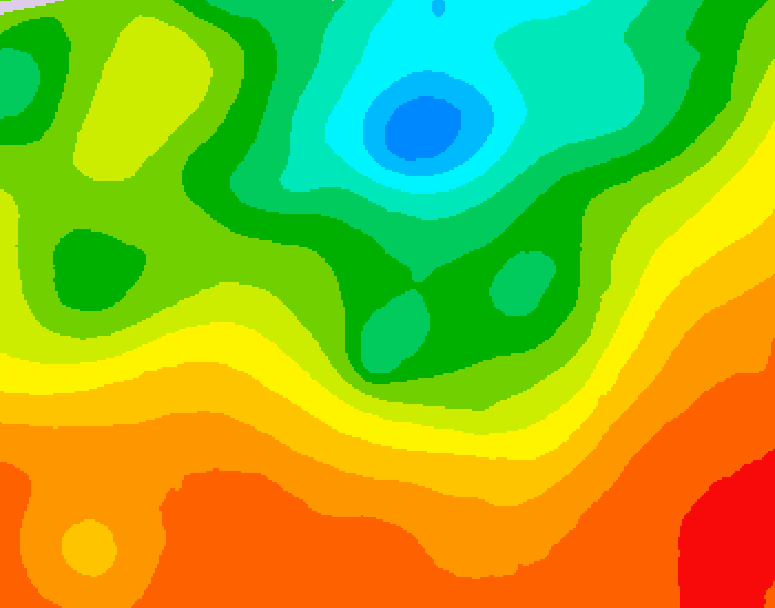 GDPS 500 millibar geopotential height 012 hour forecast chart for Canada based on 2025/07/01 1200Z data