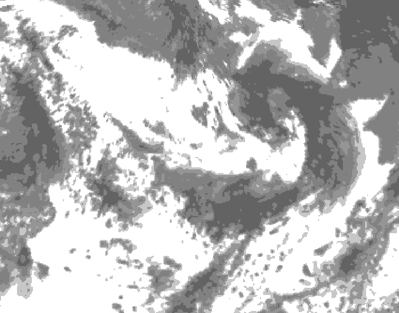 GDPS total cloud 144 hour forecast chart for Canada based on 2025/07/01 0000Z data