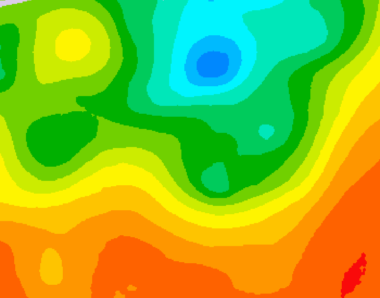 GDPS 500 millibar geopotential height 012 hour forecast chart for Canada based on 2025/07/02 0000Z data