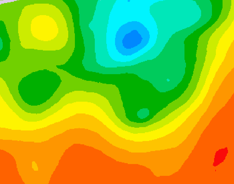 GDPS 500 millibar geopotential height 018 hour forecast chart for Canada based on 2025/07/02 0000Z data