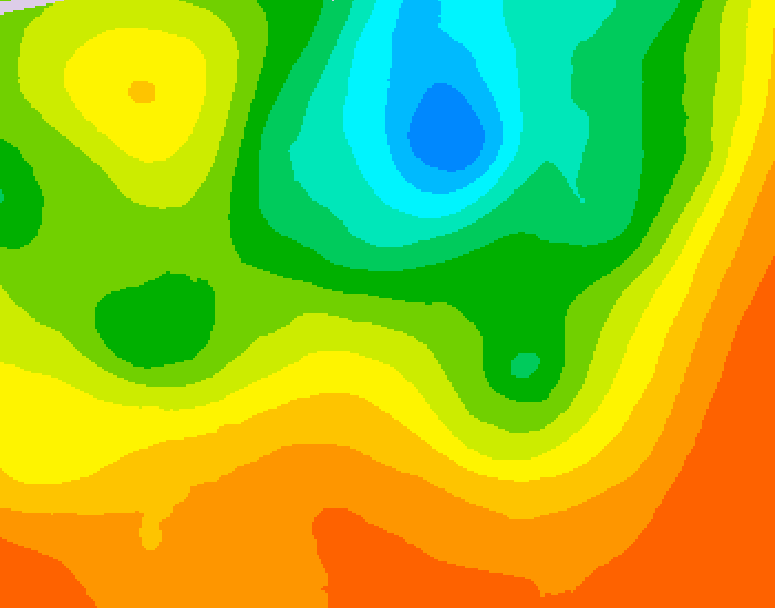 GDPS 500 millibar geopotential height 036 hour forecast chart for Canada based on 2025/07/02 0000Z data