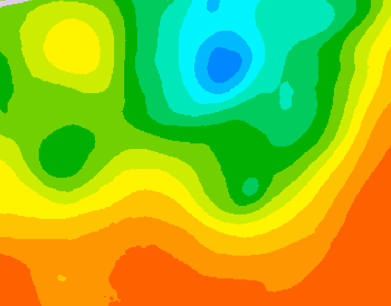 GDPS 500 millibar geopotential height 012 hour forecast chart for Canada based on 2025/07/02 1200Z data
