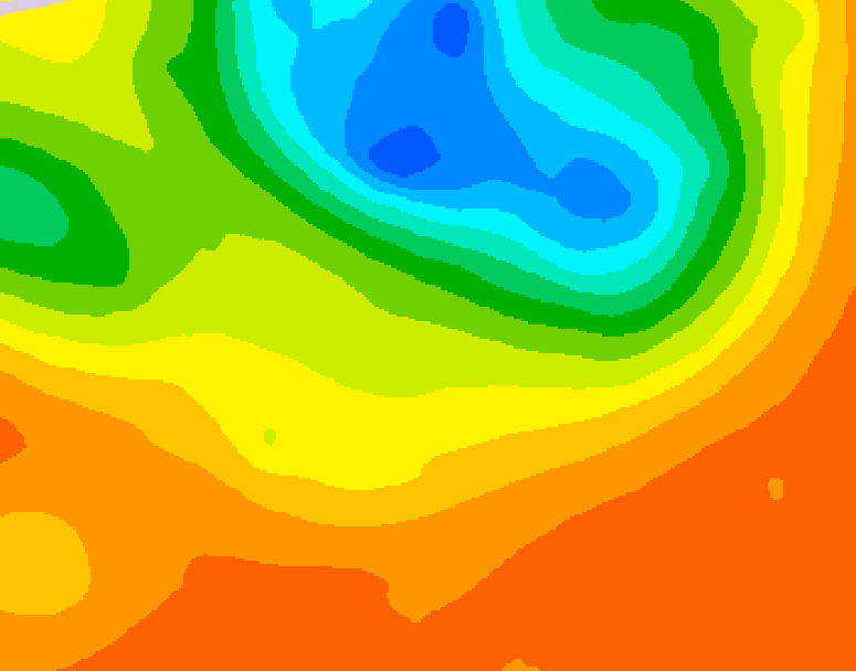 GDPS 500 millibar geopotential height 120 hour forecast chart for Canada based on 2025/07/02 1200Z data