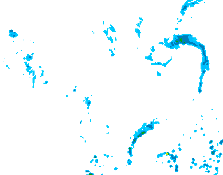 GDPS precipitation 132 hour forecast chart for Canada based on 2025/07/02 0000Z data