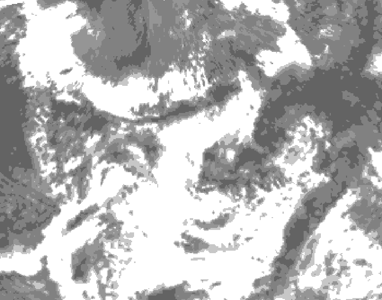 GDPS total cloud 018 hour forecast chart for Canada based on 2025/07/02 0000Z data