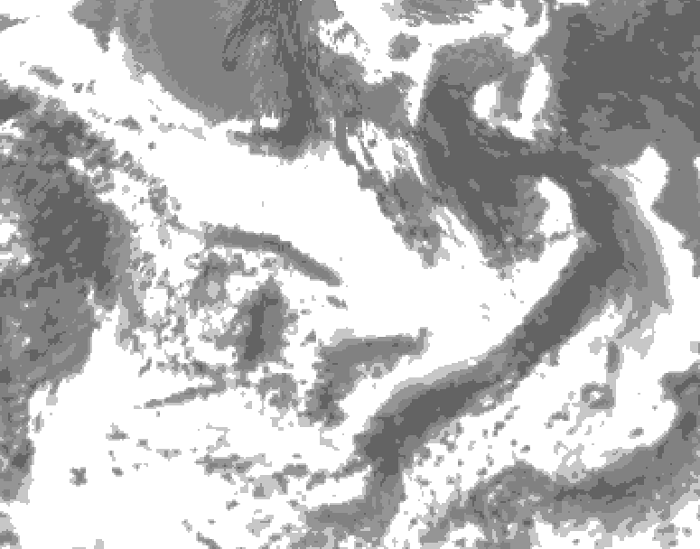 GDPS total cloud 120 hour forecast chart for Canada based on 2025/07/02 0000Z data