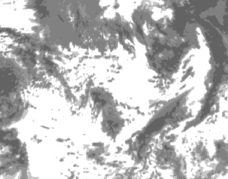 GDPS total cloud 144 hour forecast chart for Canada based on 2025/07/02 0000Z data