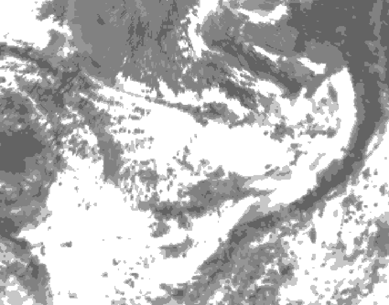 GDPS total cloud 132 hour forecast chart for Canada based on 2025/07/02 1200Z data