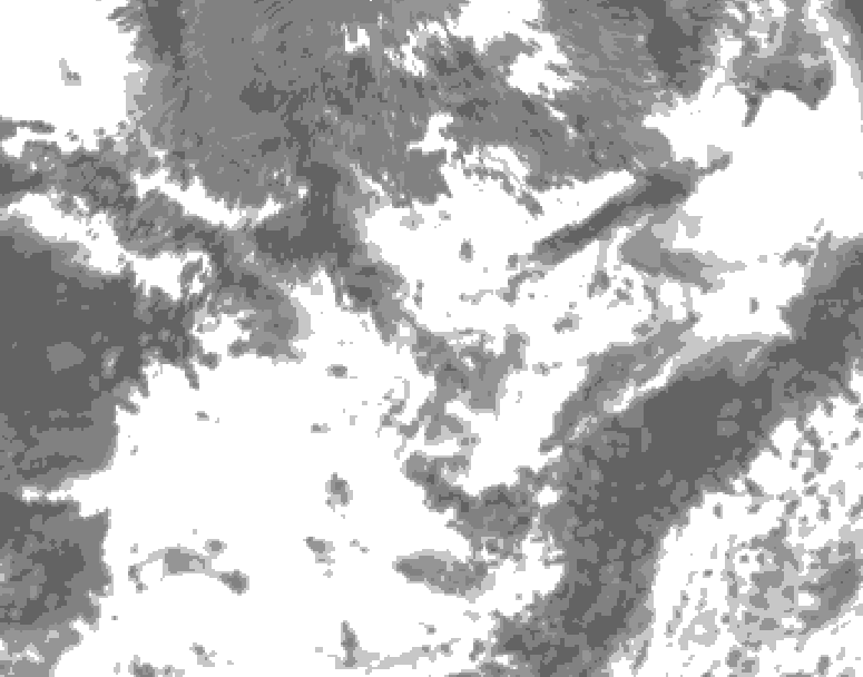 GDPS total cloud 168 hour forecast chart for Canada based on 2025/07/02 1200Z data