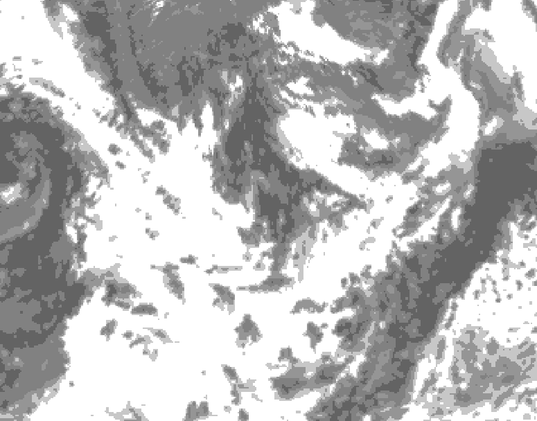 GDPS total cloud 192 hour forecast chart for Canada based on 2025/07/02 1200Z data