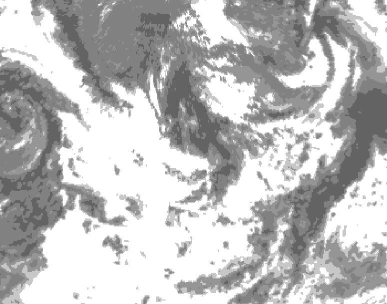 GDPS total cloud 198 hour forecast chart for Canada based on 2025/07/02 1200Z data