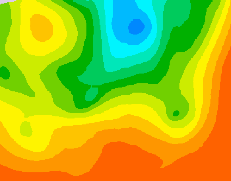 GDPS 500 millibar geopotential height 036 hour forecast chart for Canada based on 2025/07/03 0000Z data