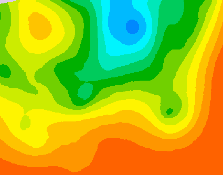 GDPS 500 millibar geopotential height 024 hour forecast chart for Canada based on 2025/07/03 1200Z data
