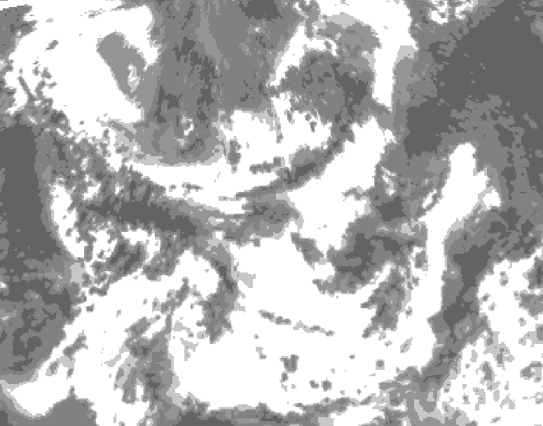 GDPS total cloud 012 hour forecast chart for Canada based on 2025/07/03 0000Z data