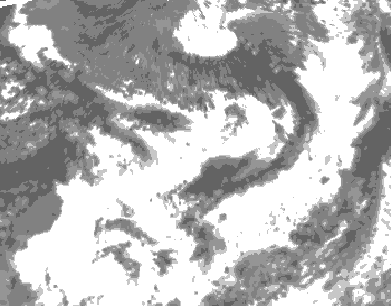 GDPS total cloud 210 hour forecast chart for Canada based on 2025/07/03 0000Z data