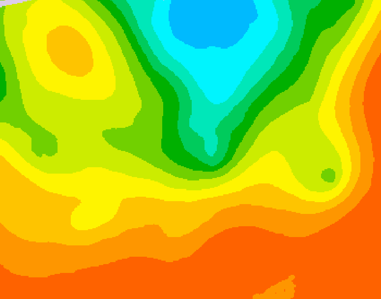 GDPS 500 millibar geopotential height 036 hour forecast chart for Canada based on 2025/07/04 0000Z data
