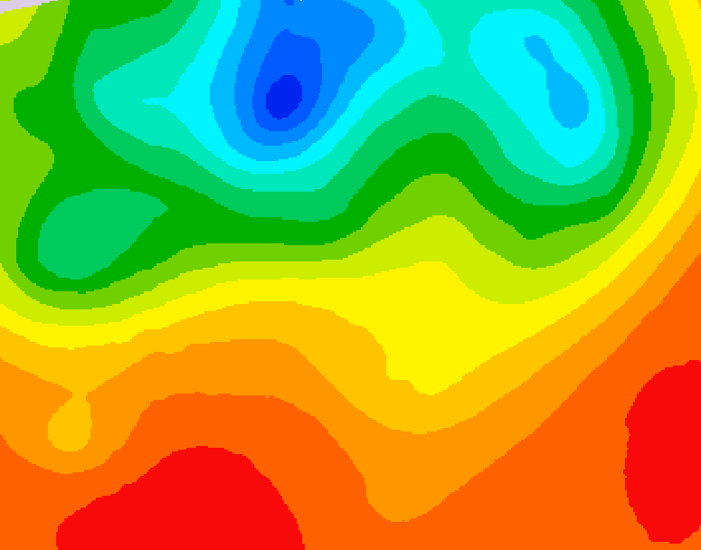 GDPS 500 millibar geopotential height 132 hour forecast chart for Canada based on 2025/07/04 0000Z data