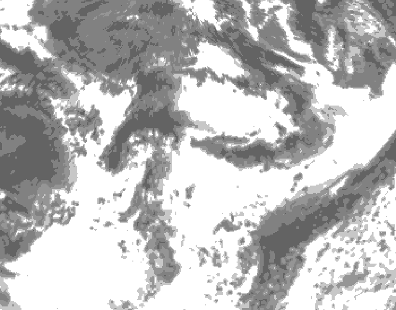 GDPS total cloud 168 hour forecast chart for Canada based on 2025/07/04 0000Z data