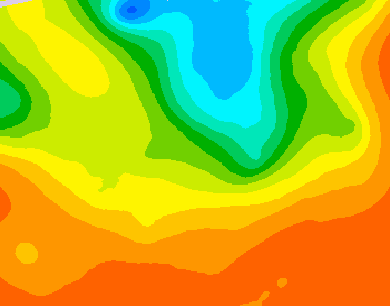 GDPS 500 millibar geopotential height 036 hour forecast chart for Canada based on 2025/07/05 0000Z data