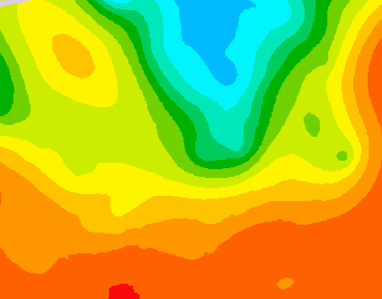 GDPS 500 millibar geopotential height 012 hour forecast chart for Canada based on 2025/07/05 1200Z data
