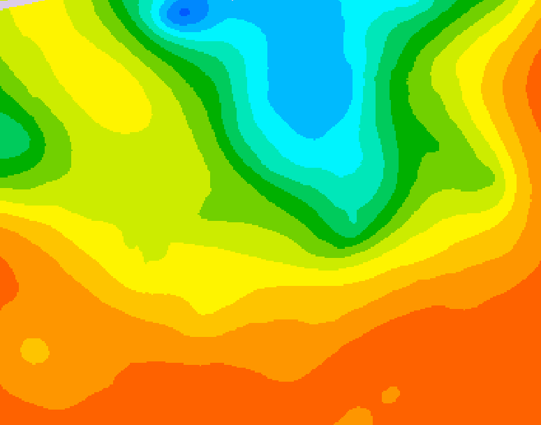 GDPS 500 millibar geopotential height 024 hour forecast chart for Canada based on 2025/07/05 1200Z data