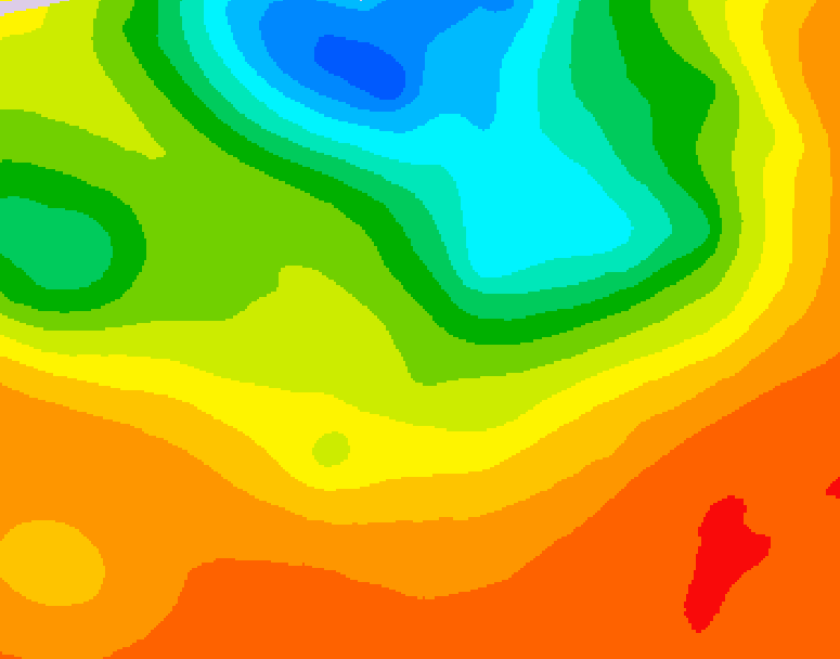 GDPS 500 millibar geopotential height 048 hour forecast chart for Canada based on 2025/07/05 1200Z data