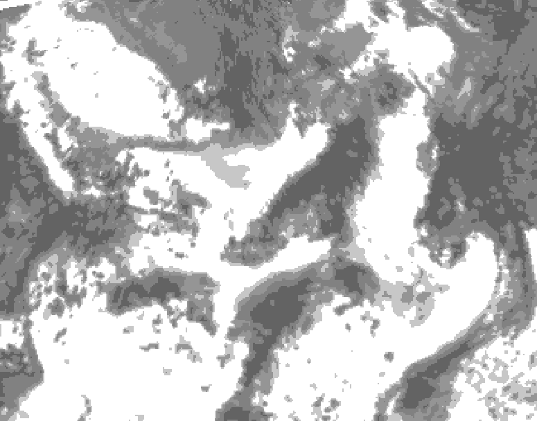 GDPS total cloud 012 hour forecast chart for Canada based on 2025/07/05 0000Z data