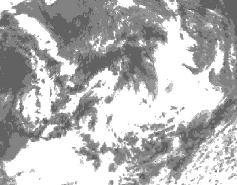 GDPS total cloud 120 hour forecast chart for Canada based on 2025/07/05 1200Z data