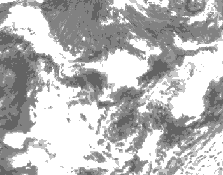 GDPS total cloud 240 hour forecast chart for Canada based on 2025/07/05 1200Z data