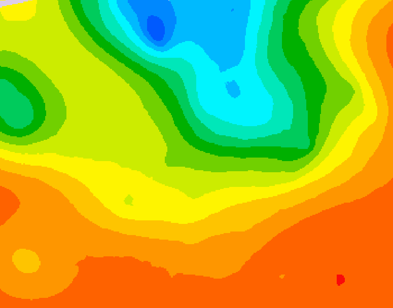 GDPS 500 millibar geopotential height 024 hour forecast chart for Canada based on 2025/07/06 0000Z data