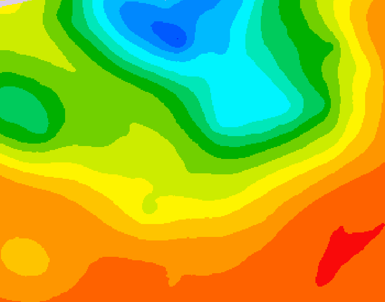 GDPS 500 millibar geopotential height 036 hour forecast chart for Canada based on 2025/07/06 0000Z data