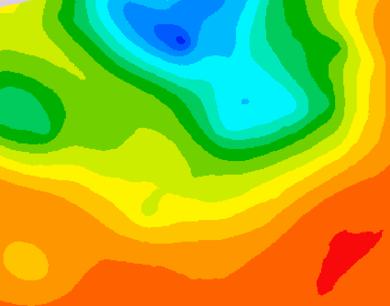 GDPS 500 millibar geopotential height 024 hour forecast chart for Canada based on 2025/07/06 1200Z data