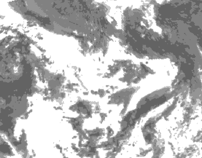 GDPS total cloud 036 hour forecast chart for Canada based on 2025/07/06 0000Z data